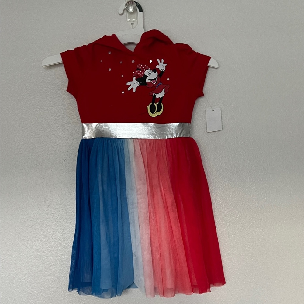 NWT Target Disney Minnie Mouse Red White and Blue Tulle Dress Mouse Ears s 6/6X